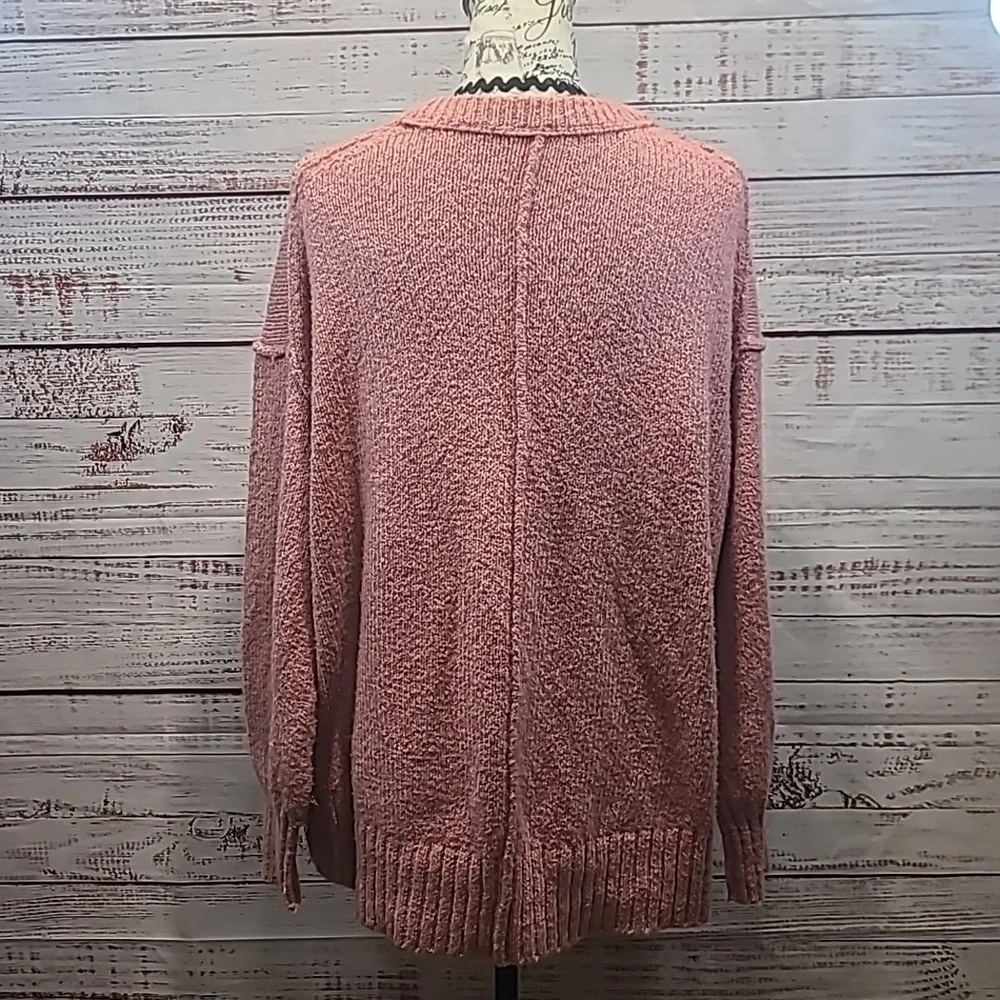 Free People v neck shaggy knit sweater